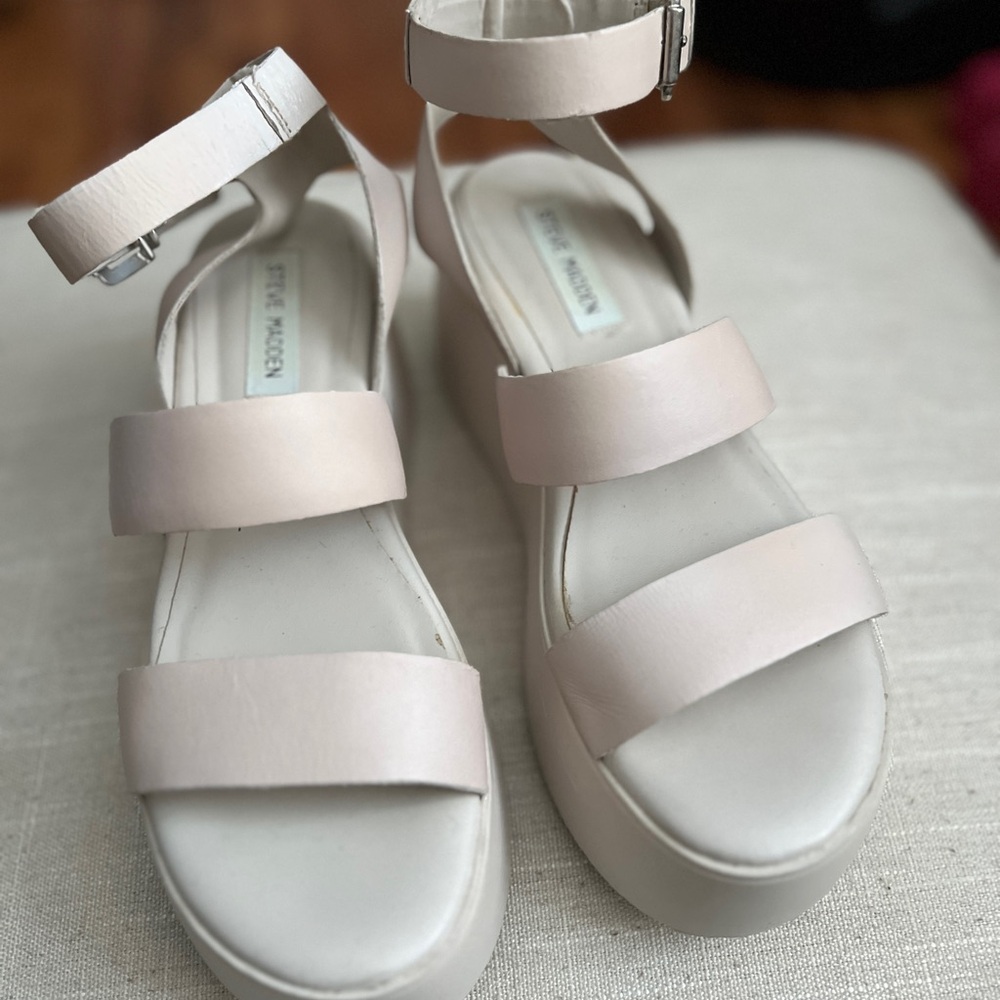 Steve Madden Cream Platform Sandals